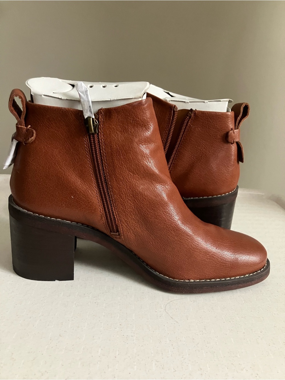 Franco Sarto Cognac Leather Ankle Booties